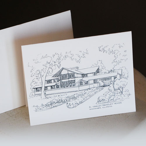 Wright pen and ink drawing notecard image