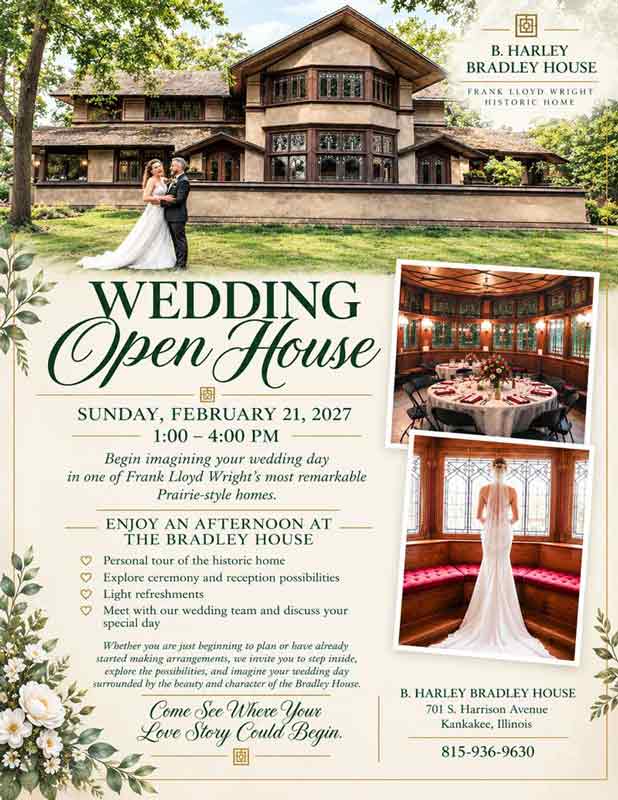 wedding open house at ther B. Harley Bradley House